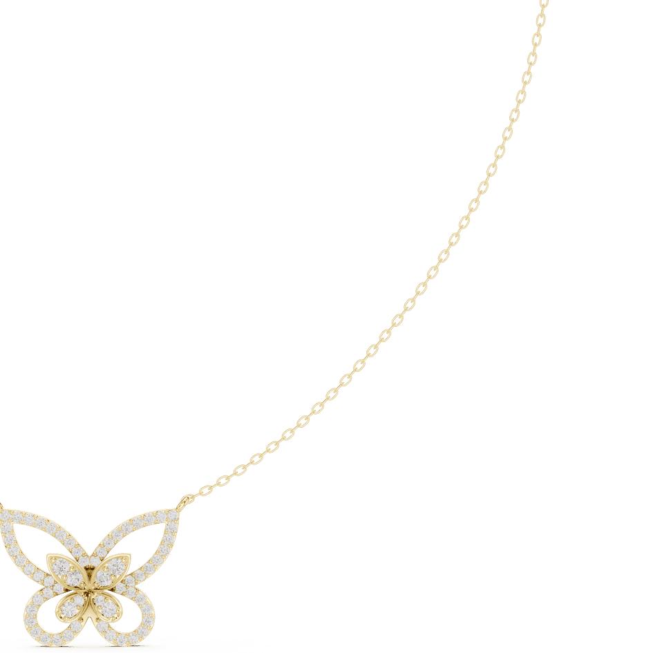 Butterfly diamond pendant necklace featuring a delicate butterfly-inspired design on a fine chain by Orova Jewels.