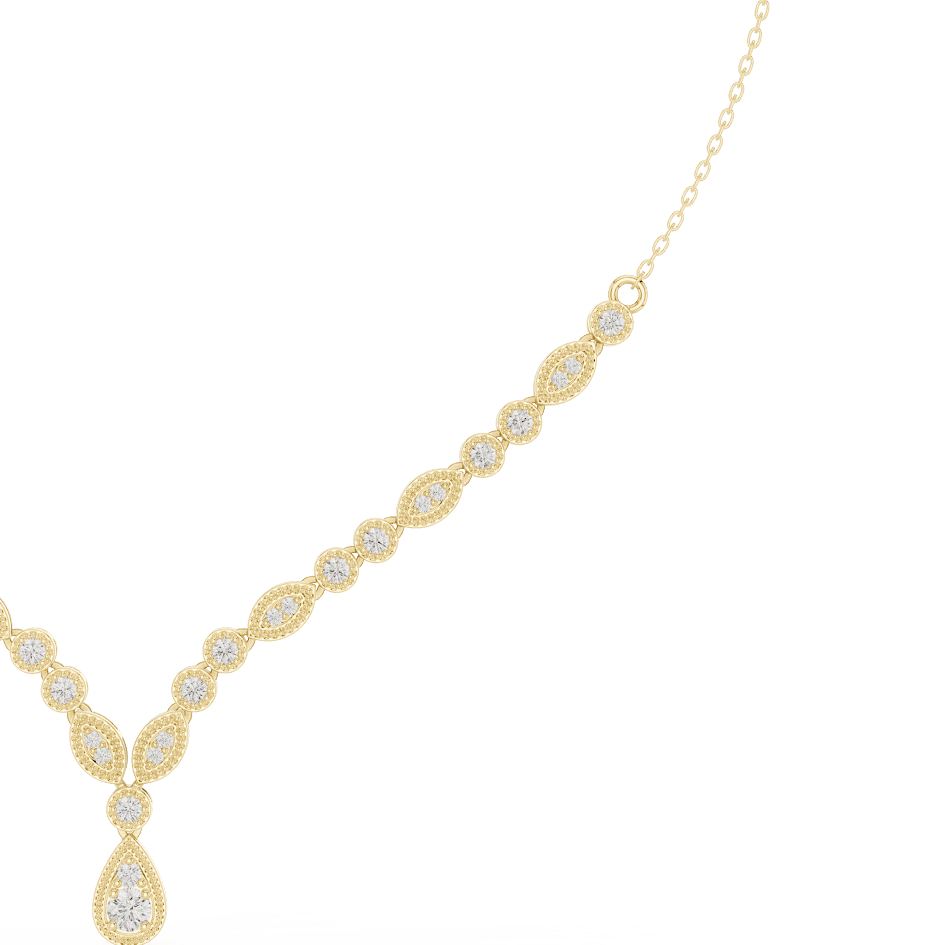 Elegant Marquise & Round Diamond Drop Necklace in white gold featuring brilliant round and marquise-cut diamonds by Orova Jewels.
