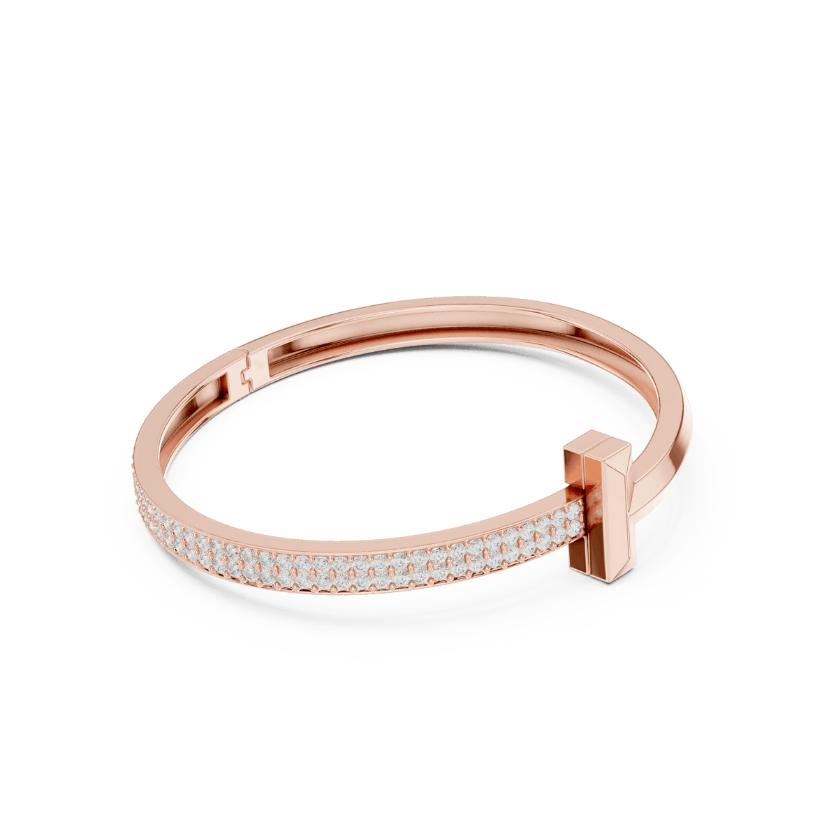 Modern pavé diamond nail bangle featuring a sleek polished nail-inspired design with sparkling pavé-set diamonds by Orova Jewels.