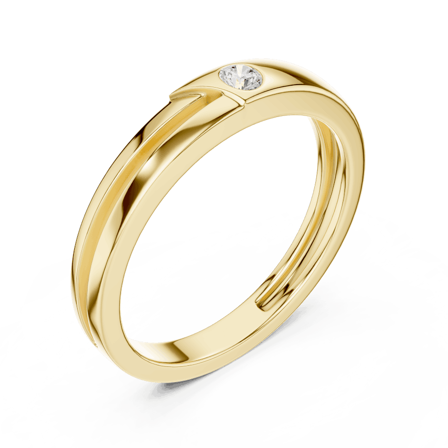 Minimalist solitaire diamond band ring with a sleek polished design and a single sparkling stone by Orova Jewels.