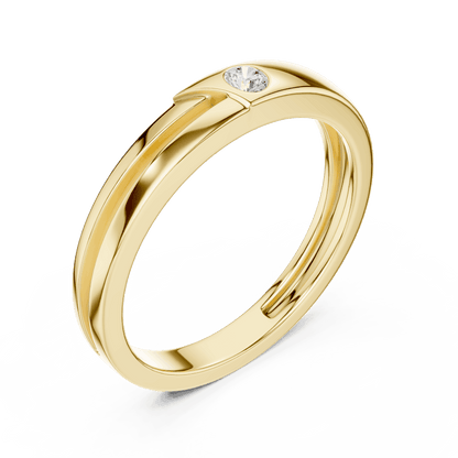 Minimalist solitaire diamond band ring with a sleek polished design and a single sparkling stone by Orova Jewels.
