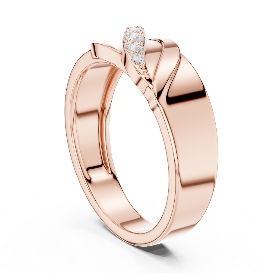 Modern twist solitaire diamond ring featuring a sleek crossover band and sparkling round center stone by Orova Jewels.