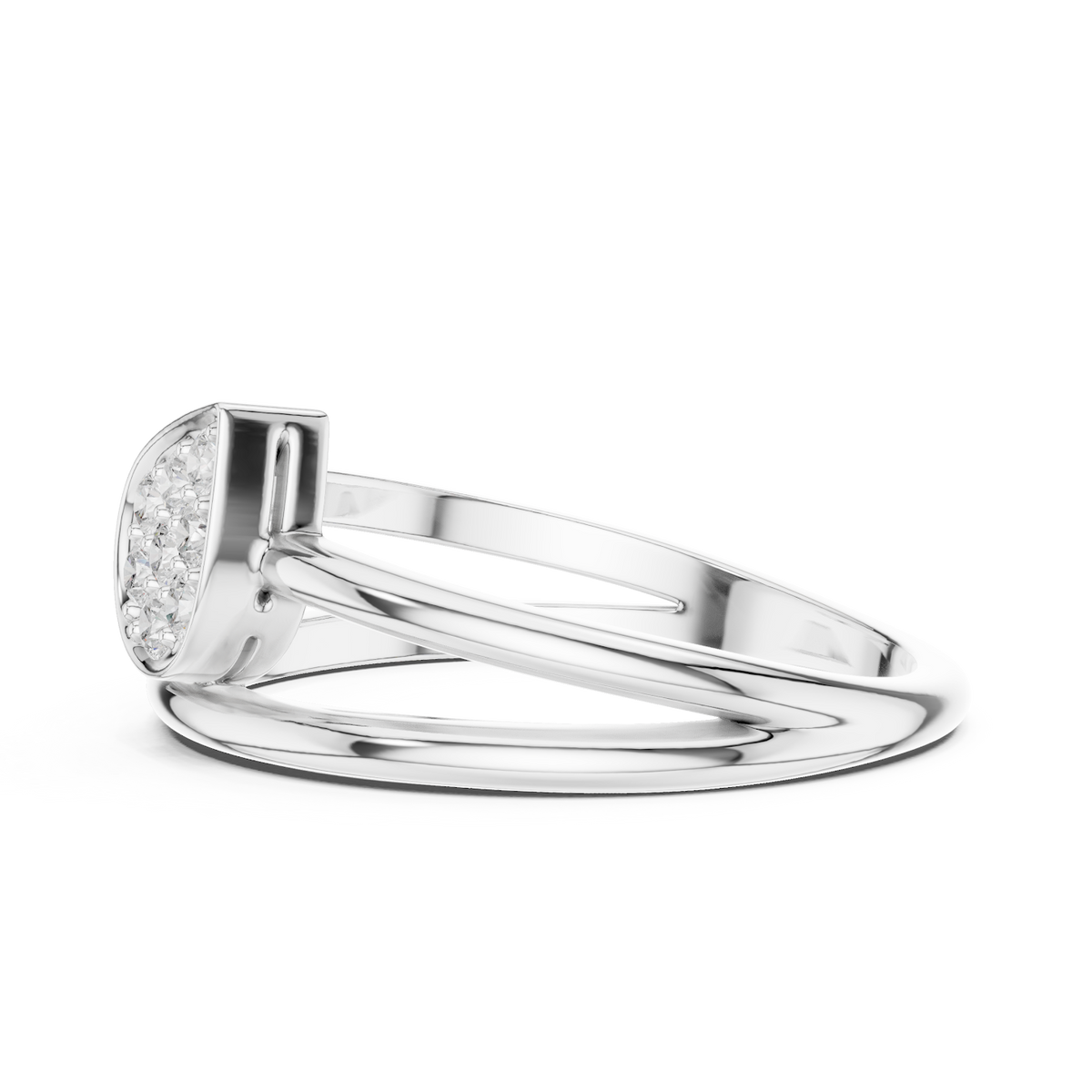 Marquise Cluster Diamond Ring featuring a marquise-shaped cluster of round diamonds on a sleek split-style polished band by Orova Jewels.