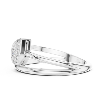 Marquise Cluster Diamond Ring featuring a marquise-shaped cluster of round diamonds on a sleek split-style polished band by Orova Jewels.
