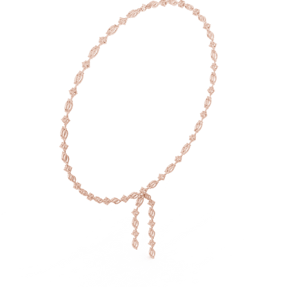 Marquise Diamond Bow Drop Necklace featuring alternating marquise-shaped links, a bow-inspired centerpiece, and elegant cascading drop accents by Orova Jewels.