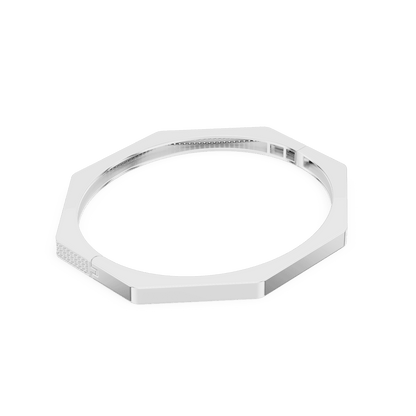 Geometric diamond bangle bracelet featuring a sleek octagonal design with a pavé-set diamond accent panel and polished finish by Orova Jewels.