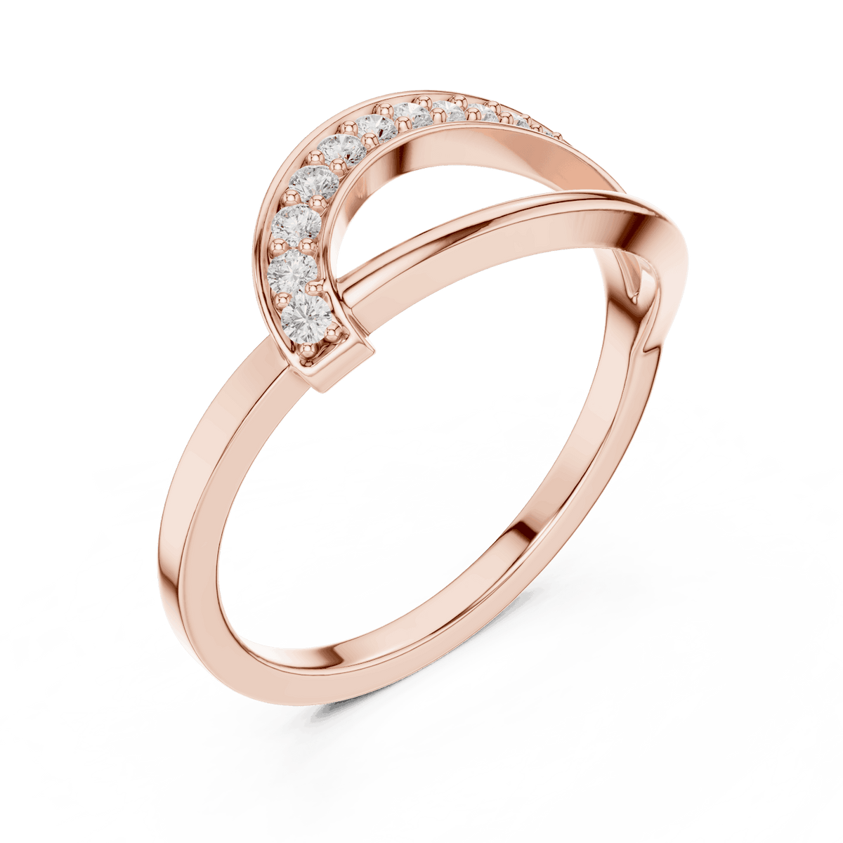 Twisted Pavé Diamond Band Ring featuring a graceful crossover design with sparkling pavé-set diamond accents and a polished finish by Orova Jewels.